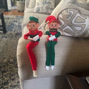 Festive Elf Doll Duo in Red and Green